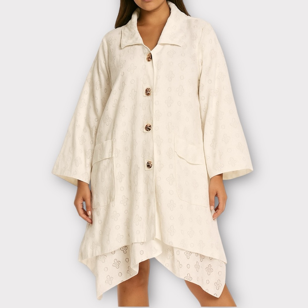Grau Women’s Coat Jacket Bias Hem Sustainable Handmade Upcycled Lagenlook Boho